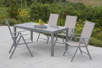 YOURSOL by Merxx Gartenmöbel Set Amalfi 4 Personen mit Ausziehtisch, Alu Klappstühle, Klappsessel