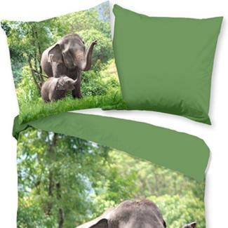 Muller Textiel Elephants Bettbezug – Green – 140 x 220 cm