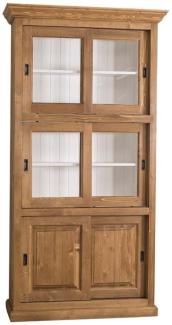 Casa Padrino Landhausstil Bücherschrank Braun / Weiß 110 x 40 x H. 210 cm - Wohnzimmerschrank mit 6 Schiebetüren
