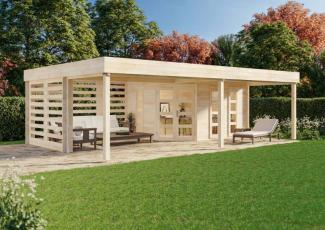 Alpholz Gartenhaus Panama-40 Gartenhaus aus Holz Holzhaus mit 40 mm Wandstärke inklusive Schleppdach Blockbohlenhaus mit Montagematerial