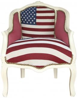 Casa Padrino Barock Damen Salon Sessel USA Design / Creme - Möbel Antik Stil- USA Flagge