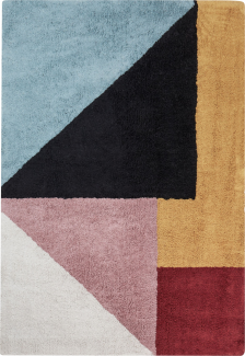 Teppich Baumwolle 140 x 200 cm mehrfarbig geometrisches Muster Kurzflor JALGAON