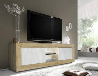 TV-Board >Belinda< in Eiche Cadiz / Weiss - 181x56x43cm (BxHxT)