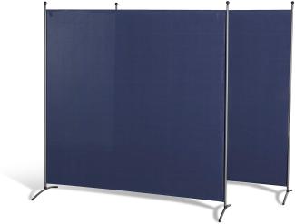GRASEKAMP Qualität seit 1972 Doppelpack Stellwand 180x180 cm - blau - Paravent Raumteiler Trennwand Sichtschutz