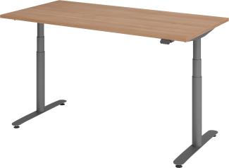 bümö® smarter Schreibtisch Serie-XDLR elektrisch höhenverstellbar mit App-Steuerung 160 x 80 cm in Nussbaum / Graphit