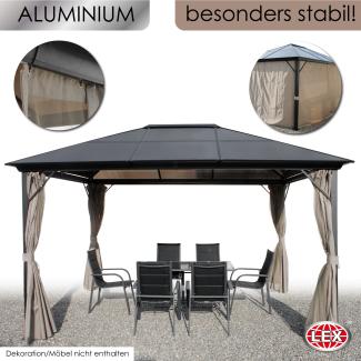 XXL Luxus Pavillon 3x4 m Alu Gartenpavillon Gartenzelt Hardtop inkl. Seitenteile