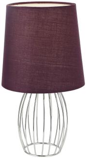 LED Tischlampe, Textil lila, Gitterfuß chrom, H 29 cm