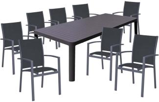 Tischgruppe AMIRA, 9 teilig, Aluminium, dunkelgrau