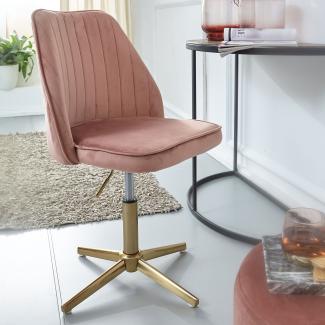 KADIMA DESIGN Samt Drehstuhl TANARO - Bequemer und stilvoller Arbeitsstuhl mit verstellbarer Höhe und Schalenstuhldesign. Farbe: Rosa