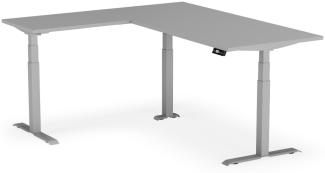 elektrisch höhenverstellbarer Schreibtisch L-SHAPE 200 x 170 x 60 - 90 cm - Gestell Grau, Platte Grau