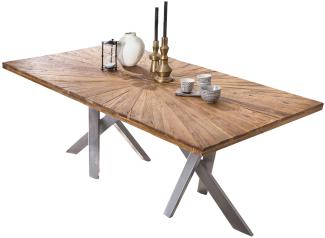 Sit Möbel Tische & Bänke Tisch 220x100 cm, Platte Teak natur, Gestell Metall antiksilber