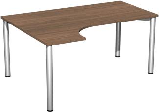 PC-Schreibtisch '4 Fuß Flex' links, 160x120cm, Nussbaum / Silber