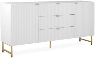 Homestyle4u Sideboard mit 3 Schubladen, Holz weiß, 179 x 90 x 39 cm