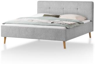Meise Möbel Smart Polsterbett Holzfuß Kopfteil gesteppt 180x200 cm Grau
