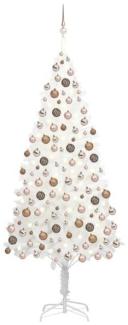 vidaXL Künstlicher Weihnachtsbaum mit LEDs & Kugeln Weiß 210 cm, Mit Beleuchtung [3077635]