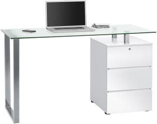 Schreibtisch >Cinty< in Weiß/Hochglanz aus Metall - 130x75x60cm (BxHxT)