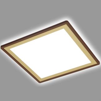 BRILONER Leuchten - LED Deckenlampe mit Backlighteffekt, Slim LED Deckenleuchte, Ultra Flach, tralweißes Licht, 293x293x28 mm, Braun-Gold, 7457-417