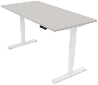Desktopia Pro X - Elektrisch höhenverstellbarer Schreibtisch / Ergonomischer Tisch mit Memory-Funktion, 7 Jahre Garantie - (Grau, 120x80 cm, Gestell Weiß)