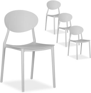 Gartenstuhl 4er Set Grau Stühle Küchenstühle Kunststoff Stapelstühle Balkonstuhl Outdoor-Stuhl