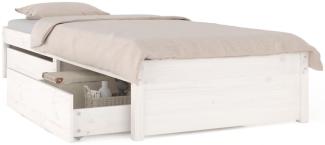 Bett mit Schubladen Weiß 75x190 cm 2FT6 Small Single