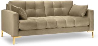 Micadoni 2-Sitzer Samtstoff Sofa Mamaia | Bezug Beige | Beinfarbe Gold Metal