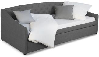 Schlafsofa mit Bettkasten, Stoff grau, 90x200 cm
