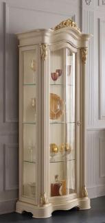 Casa Padrino Luxus Barock Vitrine Cremefarben / Gold - Handgefertigter Massivholz Vitrinenschrank mit Tür - Prunkvolle Barock Möbel - Luxus Qualität - Made in Italy