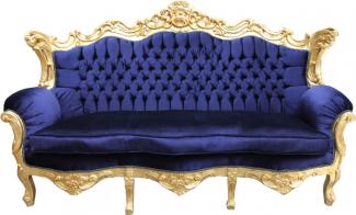 Casa Padrino Barock Sofa Master Royal Blau / Gold - Wohnzimmer Möbel Couch Lounge Interior