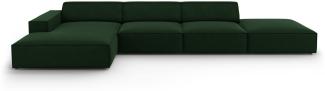Micadoni 5-Sitzer Samtstoff Ecke links Sofa Jodie | Bezug Bottle Green | Beinfarbe Black Plastic