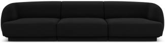 Micadoni 3-Sitzer Samtstoff Sofa Miley | Bezug Black | Beinfarbe Black Plastic