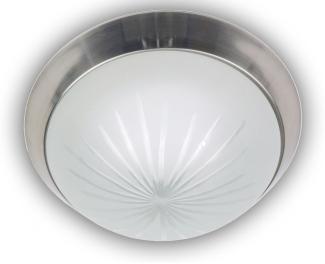 LED-Deckenleuchte rund, Schliffglas satiniert, Dekorring Nickel matt, Ø 35cm