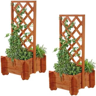 2x Rosenbogen + Pflanzkübel Pergola Spalier Blumenkübel Rankhilfe Torbogen Holz