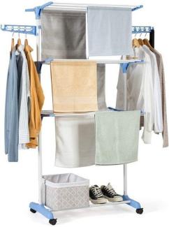 COSTWAY Wäscheständer 'Wäschetrockner Standtrockner Kleiderständer', rollbar, mit Faltregalen, Schuhablage, schwenkbaren Haken