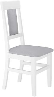 Gepolsterter Massivholz-Stuhl in weiß/grau