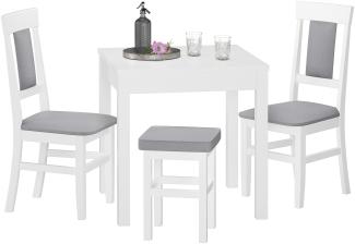 Gepolsterter Massivholz-Stuhl in weiß/grau