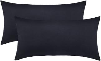 NatureMark 2er Pack Jersey Kissenbezug Kissenhülle Kissenbezüge Seitenschläferkissen Nackenkissen viele Größen und Farben ÖKO-TEX (40 x 80 cm, Schwarz)