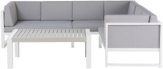 Lounge Set Aluminium weiß 6-Sitzer Auflagen grau CASTELLA