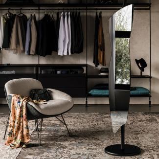 Casa Padrino Luxus Standspiegel Schwarz 36 x H. 180 cm - Schlafzimmer Spiegel - Hotel Spiegel - Boutique Spiegel - Luxus Qualität - Made in Italy