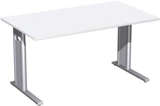 Schreibtisch 'C Fuß Pro' höhenverstellbar, 140x80cm, Weiß / Silber