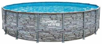 Summer Waves Elite Frame Pool | Aufstellpool rund | Komplettset | Steinoptik | Ø 549x132 cm