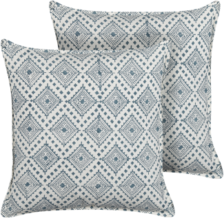 Dekokissen orientalisches Muster Baumwolle dunkelblau weiß 45 x 45 cm 2er Set CORDATA