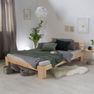 Doppelbett Holzbett Futonbett 160x200 natur Kiefer Bett Bettgestell Massivholz