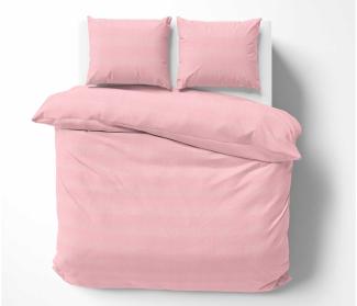 Mako Satin Bettwäsche rosa mit weißen Punkten 135x200 + 80x80