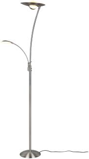 LED Deckenfluter GRANBY Silber schwenkbar mit Lesearm, Höhe 180cm