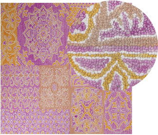 Teppich Wolle mehrfarbig orientalisches Muster 200 x 200 cm Kurzflor AVANOS