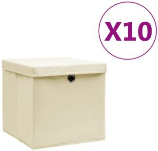 Aufbewahrungsboxen mit Deckeln 10 Stk. 28x28x28 cm Creme