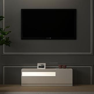 TV Lowboard Weiß mit LED-Leuchten Hochglanz Rechts 1/2 9475