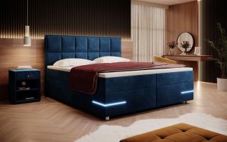 Boxspringbett Lea mit LED (Samt) 180x200 Blau H3