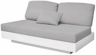 Casa Padrino Luxus 2er Gartensofa Grau / Matt Weiß 140 x 90 x H. 70 cm - Wetterbeständiges Garten Terrassen Sofa - Hotel Möbel - Luxus Qualität