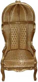 Casa Padrino Barock Thron Sessel Victory Gold Muster / Gold - Balloon Chair -Thron Stuhl Tron